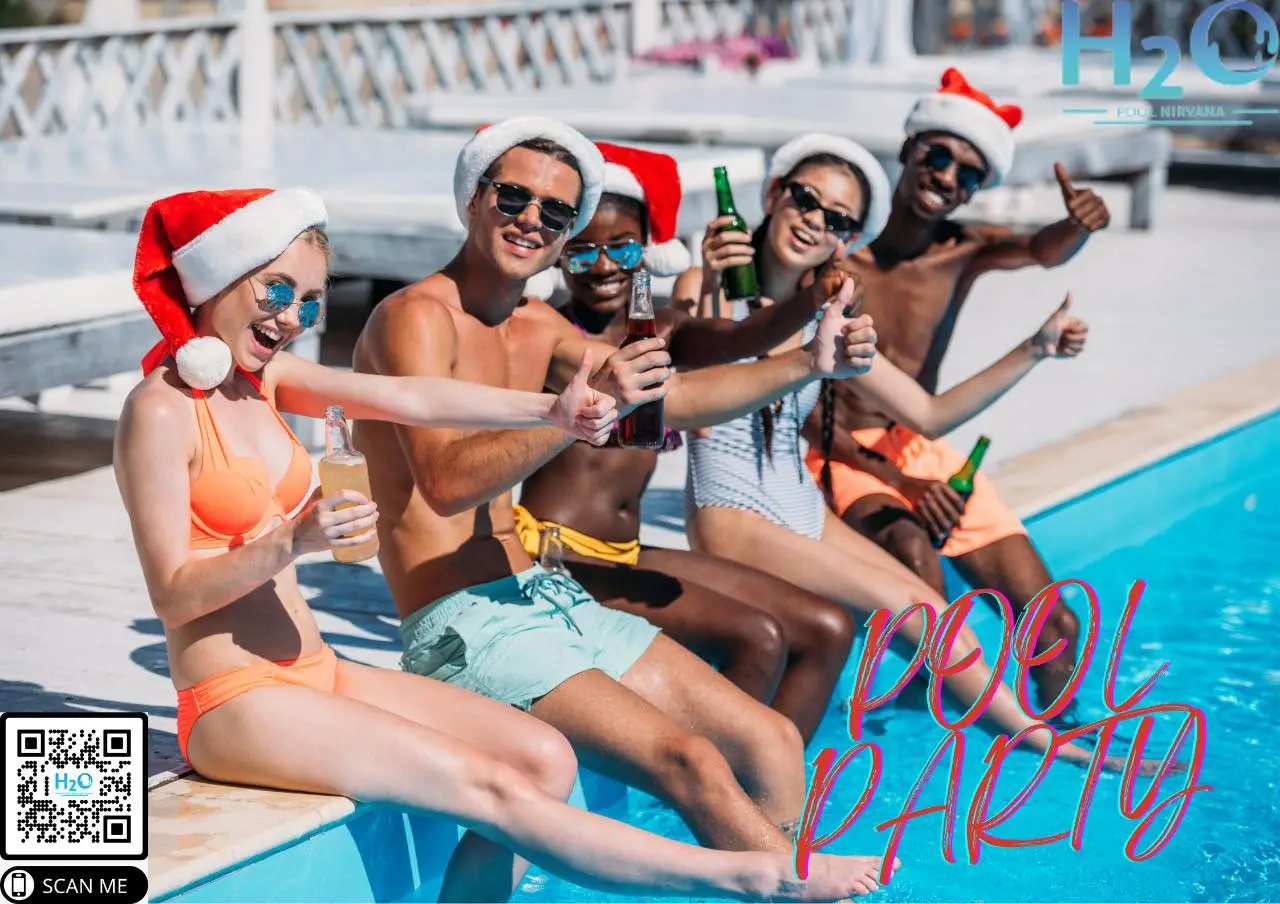 Guests enjoying the water at the H2O afternoon pool party